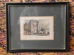 Mooie antieke ingelijste ets uit Engeland van Malling abbey.