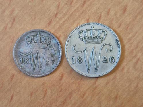 Nederland Koning Willem I 10 & 25 Cent 1827 & 1826B Zilver, Postzegels en Munten, Munten en Bankbiljetten | Verzamelingen, Munten