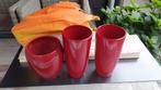 Set van 3 rode bloempotten, Minder dan 30 cm, Minder dan 60 cm, Ophalen of Verzenden, Zo goed als nieuw