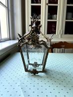 Antieke bronzen hanglamp, Huis en Inrichting, Gebruikt, 50 tot 75 cm, Glas, Antiek