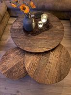 3 salontafeltjes, oude wagondelen, Ophalen, 50 tot 100 cm, Rond, 50 tot 100 cm