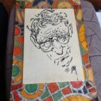 Portret tekening met lijst Simon Carmiggelt, Antiek en Kunst, Kunst | Tekeningen en Foto's, Ophalen of Verzenden