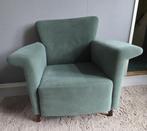 Mooie groene velours fauteuil, Huis en Inrichting, Fauteuils, Ophalen, Hout, Gebruikt, 75 tot 100 cm