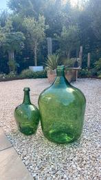WIJN / gist flessen VINTAGE groen GLAS, Huis en Inrichting, Woonaccessoires | Vazen, 50 tot 75 cm, Ophalen of Verzenden, Groen