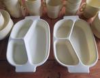 2 x Vintage camping servies, pastel gele vakken schaal, Gebruikt, -, -, Ophalen of Verzenden