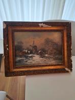 Antiek schilderij met molen, Ophalen of Verzenden