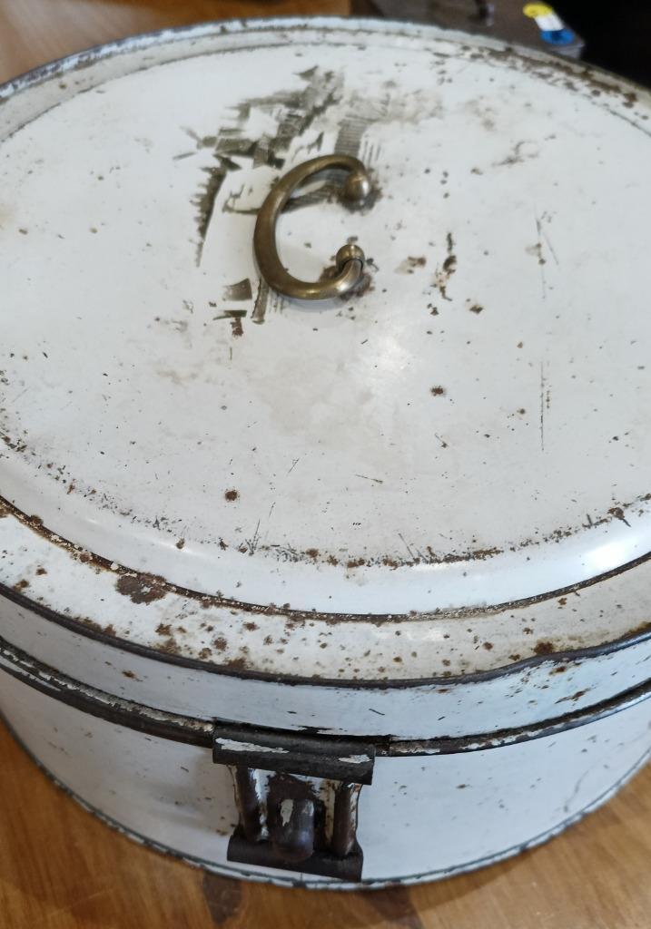 Oud-Hollandse molenaarstrommel – nostalgie in blik, Verzamelen, Blikken, Gebruikt, Overige, Overige merken, Ophalen of Verzenden