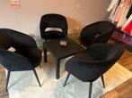 4 Zwarte Velours Eetkamerstoelen, Huis en Inrichting, Stoelen, Ophalen