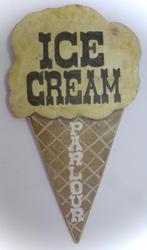 Groot houten reclamebord / ijssalon / Ice Cream Parlour, Ophalen of Verzenden, Zo goed als nieuw, Reclamebord