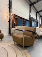 Nieuwstaat Leolux Scylla Fauteuil Arkadia leer Cinnamon, Huis en Inrichting, Fauteuils, Leolux, 75 tot 100 cm, Ophalen of Verzenden