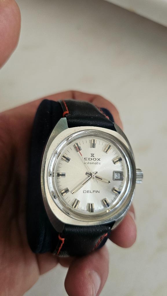 Edox Delvin Automatic, herenpolshorloge, Sieraden, Tassen en Uiterlijk, Horloges | Heren, Overige merken, Staal, Leer, Ophalen of Verzenden