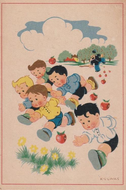 KAREL LINKS KINDEREN JAREN 40 PERFECT MOOIE OUDE KAART KH728, Verzamelen, Ansichtkaarten | Themakaarten, Ongelopen, 1940 tot 1960
