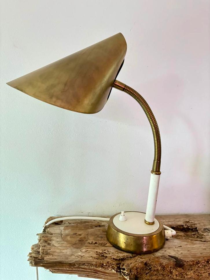 Vintage VEB Narva tafellamp/bureaulamp, messing, Huis en Inrichting, Lampen | Vloerlampen, Gebruikt, Minder dan 100 cm, Metaal