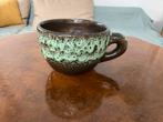 Vintage Keramische Mok Druppelglazuur Bruin/Mintgroen 10cm Ø, Ophalen