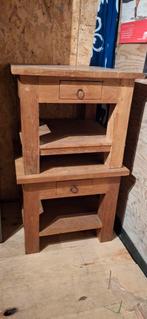 2 Eiken Bijzettafels / Nachtkastjes, Ophalen, 25 tot 50 cm, 50 tot 100 cm, Minder dan 100 cm