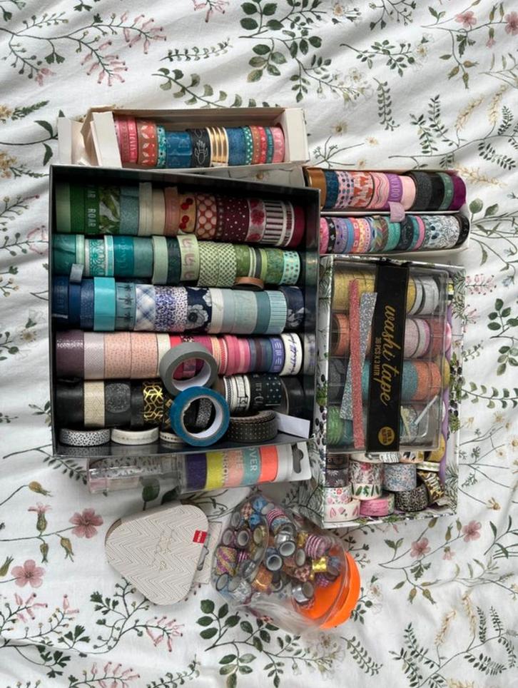 228 washi tape rolletjes, Hobby en Vrije tijd, Scrapbooking, Zo goed als nieuw, Ophalen of Verzenden