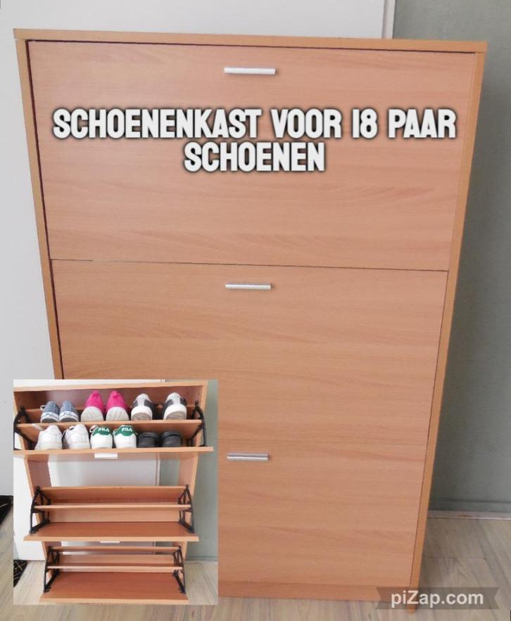 SCHOENENKAST LICHT HOUTKLEUR, Huis en Inrichting, Kasten | Schoenenkasten, Gebruikt, Ophalen