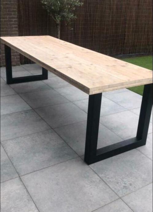 Steigerhout tafels met stalen X of U poten gratis levering, Tuin en Terras, Tuintafels, Nieuw, Rechthoekig, Hout, Ophalen of Verzenden
