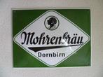 EMAILLE RECLAMEBORD"MOHRENBRAU BIER"REPRO UIT JAREN 80/90, Ophalen of Verzenden, Zo goed als nieuw, Reclamebord