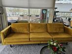 3-persoons velours bank okergeel/goud, Ophalen, 250 tot 300 cm, Gebruikt, Driepersoons