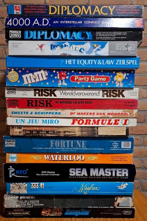 Pakket bordspellen 3 RISK Diplomacy M&M's Magellan Waterloo, Hobby en Vrije tijd, Gezelschapsspellen | Bordspellen, Ophalen of Verzenden
