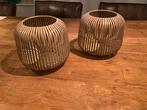 2x windlicht Blomus beige lito small, Huis en Inrichting, Ophalen of Verzenden, Zo goed als nieuw