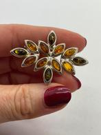 A845 Prachtige zilveren barnstenen broche, Sieraden, Tassen en Uiterlijk, Broches, 4 tot 7 cm, Ophalen of Verzenden, X, Met edelsteen