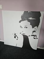 Canvas zwart wit Audrey Hepburn 90x90 cm, Ophalen