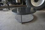 Zwarte salontafel glazen blad, Huis en Inrichting, Tafels | Salontafels, Ophalen, Gebruikt, 50 tot 100 cm, Rond