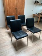 4 Zwart lederen Henders & Hazel eetkamer stoelen, Huis en Inrichting, Stoelen, Ophalen, Gebruikt, Zwart, Metaal