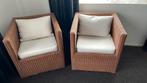 Fauteuils riet, 2 stuks identiek, Huis en Inrichting, Fauteuils, Ophalen, Gebruikt, Minder dan 75 cm, Riet of Rotan