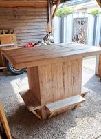 Bartafel van steigerhout met 6 krukken., Ophalen, Gebruikt, Inclusief barstoelen