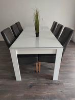 Eettafel hoogglans wit inclusief beschermglas, Huis en Inrichting, Ophalen, Zo goed als nieuw