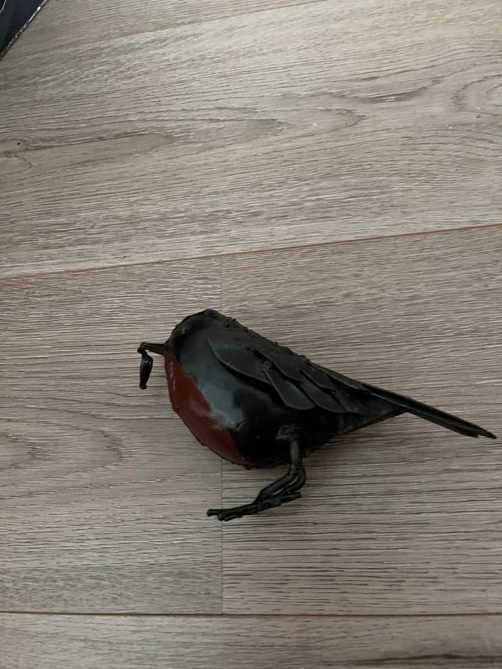 Handgemaakt Metalen Vogeltje - Zimbabwe, Tuin en Terras, Tuinbeelden, Zo goed als nieuw, Dierenbeeld, Metaal, Ophalen