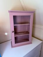 Roze Wandvitrinekastje - Overschilderbaar, Huis en Inrichting, Kasten | Buffetkasten, Ophalen, Minder dan 50 cm, Gebruikt, Glas