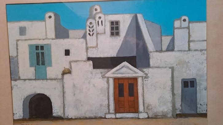 Schilderij Antoon Winkel huizen, Antiek en Kunst, Kunst | Schilderijen | Klassiek, Ophalen of Verzenden