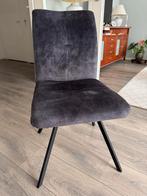 6 / Zes Eetkamerstoelen - Zachte Stof, Zwarte Poten, Ophalen, Zwart, Zo goed als nieuw, Stof