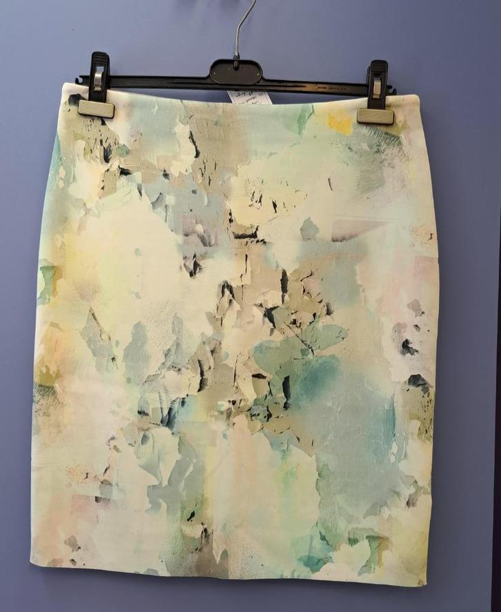 Taifun creme + watercolor print rok als nieuw 38 M nr 42008, Kleding | Dames, Rokken, Zo goed als nieuw, Maat 38/40 (M), Groen