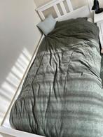 Wit 1 persoons bed met zijwand, Ophalen, 90 cm, Eenpersoons, Wit