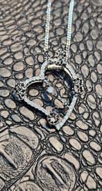 Prachtige 18karaat gouden harte hanger met onyx en zirkonia, Sieraden, Tassen en Uiterlijk, Ophalen of Verzenden, Nieuw, Goud