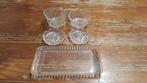 Kristallen suiker en melk setje, onderzetters en dienblad, Ophalen of Verzenden