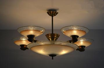 Kolossale 5-arm Art-Deco / Art-Nouveau schaallamp - 1930 beschikbaar voor biedingen