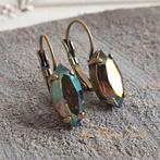 Oorbellen Navette " Iridescent Green "met Swarovski Crystal, Sieraden, Tassen en Uiterlijk, Oorbellen, Met kristal, Overige materialen