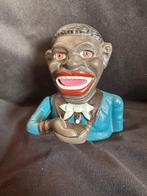 Gietijzeren mechanische spaarpot Jolly Nigger bank., Ophalen of Verzenden, Zo goed als nieuw, Metaal of Blik, Overige thema's