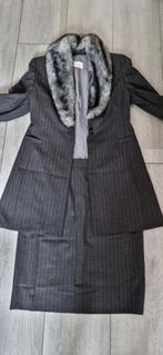 Betty Barclay mantelpak krijtstreep wol, rok+blazer bont 40, Kleding | Dames, Maat 38/40 (M), Kostuum of Pak, Betty Barclay, Ophalen of Verzenden