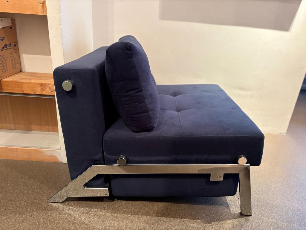 Innovation Living cubed 90 donkerblauw met chrome poten, Ophalen, 90 cm, Eenpersoons, Blauw