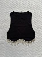 Zwarte Top met glitters- Zara Maat XS, Zwart, Ophalen of Verzenden, Zo goed als nieuw, Zonder mouw