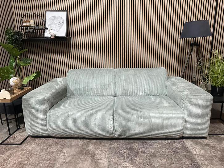 “GRATIS LEVERING” Gave ijsblauwe ribstof 2,5 zitter! 220cm, Huis en Inrichting, Banken | Bankstellen, Zo goed als nieuw, Rechte bank