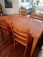 houten eettafel set, Huis en Inrichting, Complete eetkamers, 4 tot 6 stoelen, Gebruikt, Ophalen