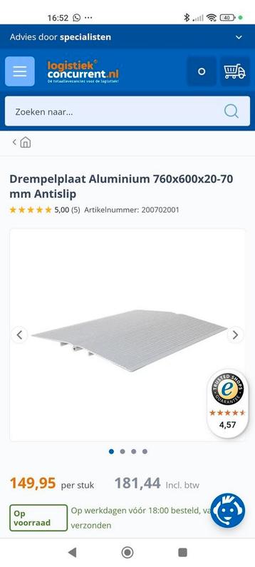 Drempelplaat drempelhulp aluminium  beschikbaar voor biedingen